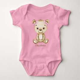 Teddy Bear Girl Baby Bodysuit Strampler