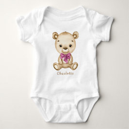 Teddy Bear Girl Baby Bodysuit Strampler
