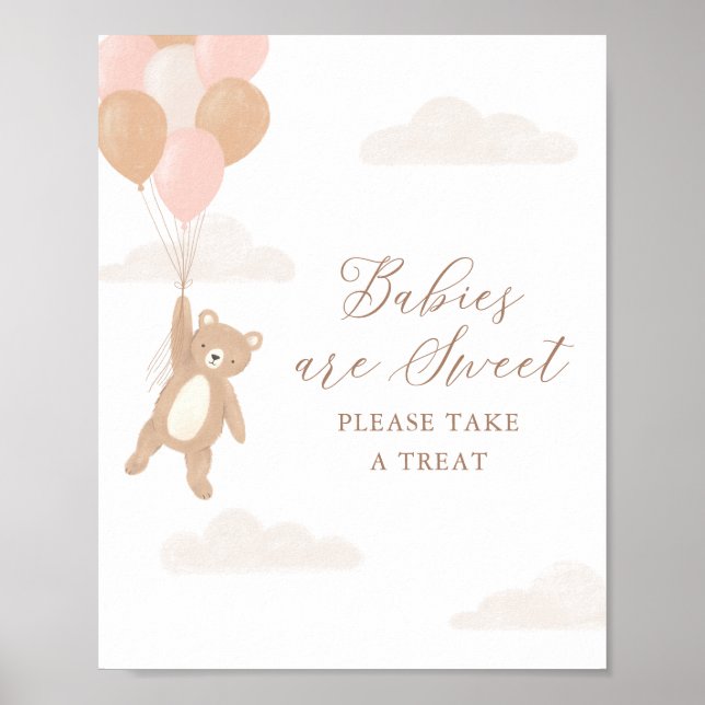 Teddy Bear Girl Baby Dusche Babys sind Sweet Sign Poster (Vorne)