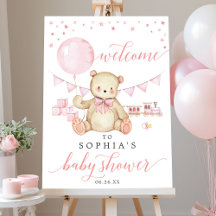 Teddy Bear Girl Baby Dusche Begrüßungszeichen