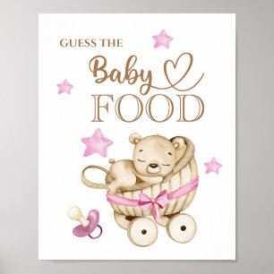 Teddy Bear Girl Baby "Raten Sie das Baby Food" Pos Poster