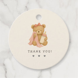 Teddy Bear Girl Baby Shower Fevor Tags Geschenkanhänger