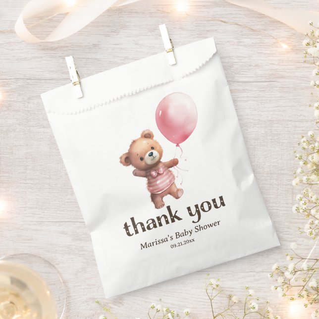 Teddy Bear Girl Babydusche Danke Geschenktütchen (Ausgeschnitten)