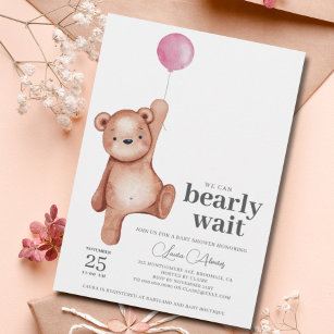Teddy Bear Girl Babydusche Einladung