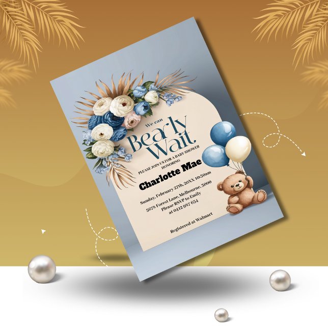 Teddy Bear Girl Babydusche Einladung (Von Creator hochgeladen)