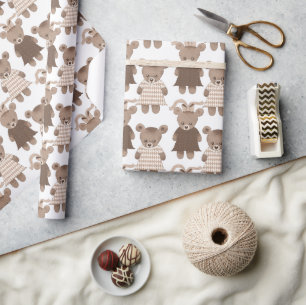 Teddy Bear Girl Babydusche Geschenkpapier