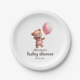 Teddy Bear Girl Babydusche Papierplatte Pappteller