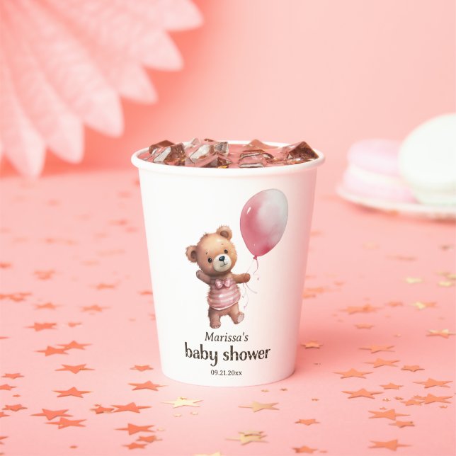 Teddy Bear Girl Babydusche Papiertasse Pappbecher (Insitu)