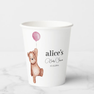 Teddy Bear Girl Babydusche Papiertüten Pappbecher