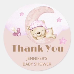Teddy Bear Girl Babydusche Runder Aufkleber