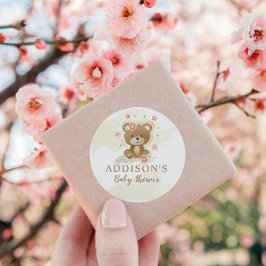 Teddy Bear Girl Babydusche Runder Aufkleber