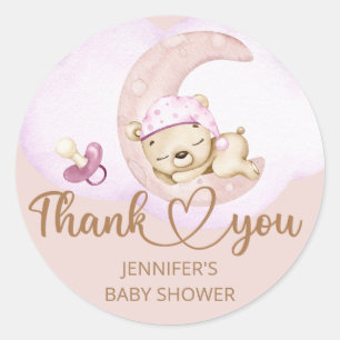 Teddy Bear Girl Babydusche Runder Aufkleber