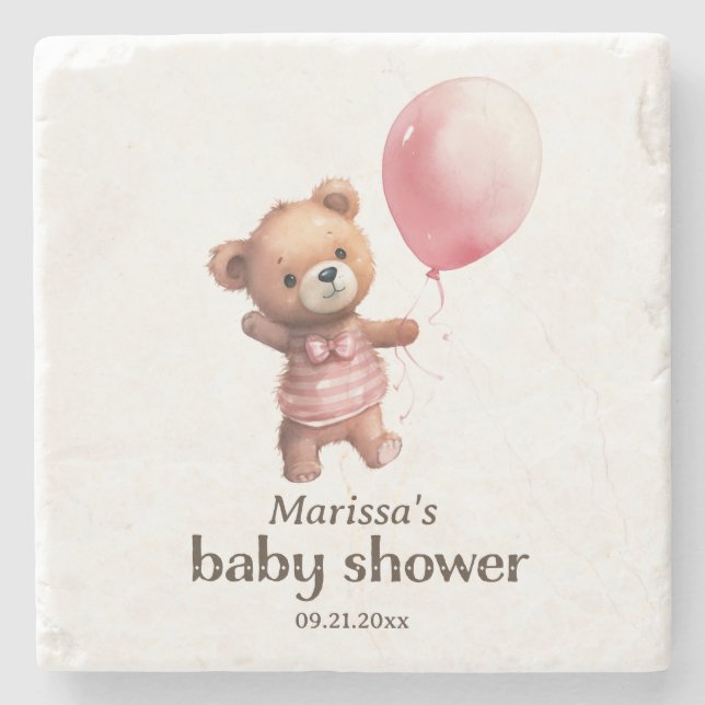 Teddy Bear Girl Babydusche Steinuntersetzer (Vorderseite)