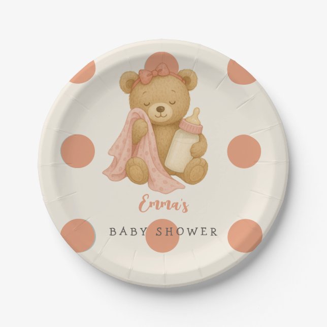 Teddy Bear Girl Babydusche Teller (Vorderseite)