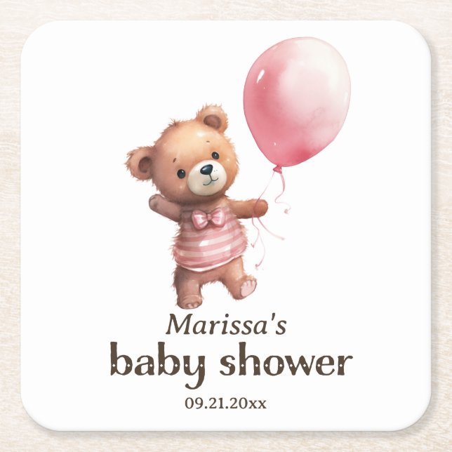 Teddy Bear Girl Babydusche Untersetzer (Vorderseite)