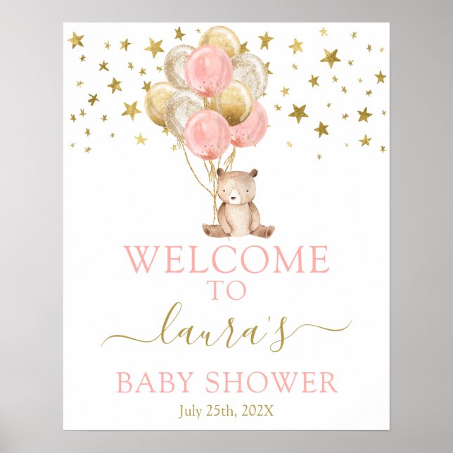 Teddy Bear Girl Begrüßungszeichen Poster (Vorne)