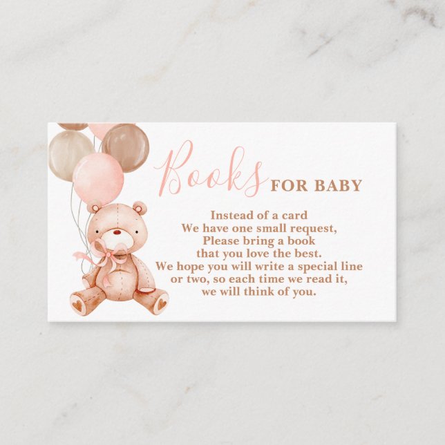Teddy Bear Girl Bringen Sie eine Book Card Begleitkarte (Vorderseite)