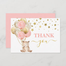 Teddy Bear Girl danke Note Card Mitteilungskarte