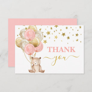 Teddy Bear Girl danke Note Card Mitteilungskarte