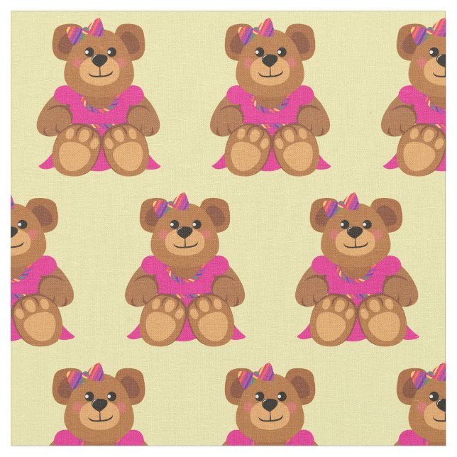 Teddy Bear Girl in Dress Niedlich Stoff (Nahaufnahme)
