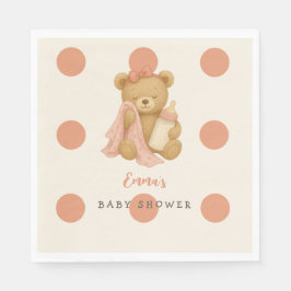 Teddy Bear Girl Polka Dot Babydusche Napkins Serviette
