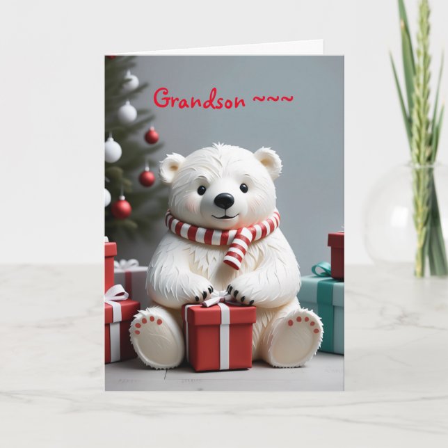 TEDDY BEAR GRANDSON CHRISTMAS CARD DANKESKARTE (Vorderseite)