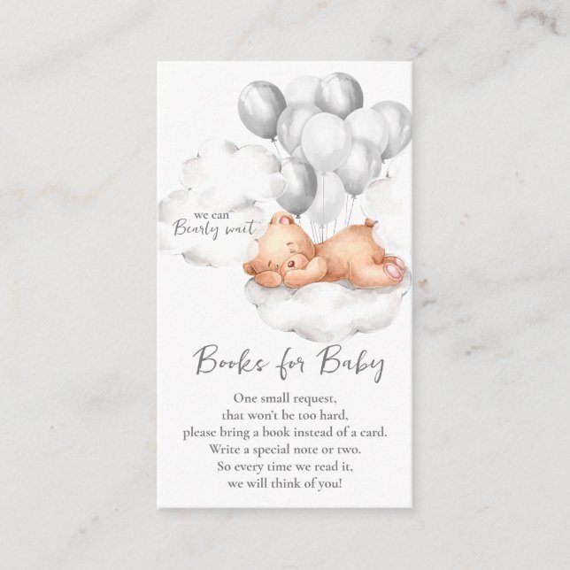 Teddy Bear Gray Boy Baby Shooting Books for Baby Begleitkarte (Vorderseite)