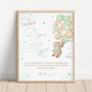 Teddy Bear Green Baby Dusche Windelwanne Windelwan Poster