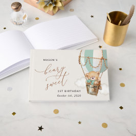 Teddy Bear, Green Hot Air Ballon, erster Geburtsta Gästebuch