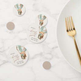 Teddy Bear, Green Hot Air Ballon, erster Geburtsta Konfetti