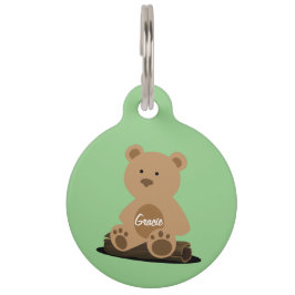 Teddy Bear Green Personalisiert Pet ID Tag Haustiermarke