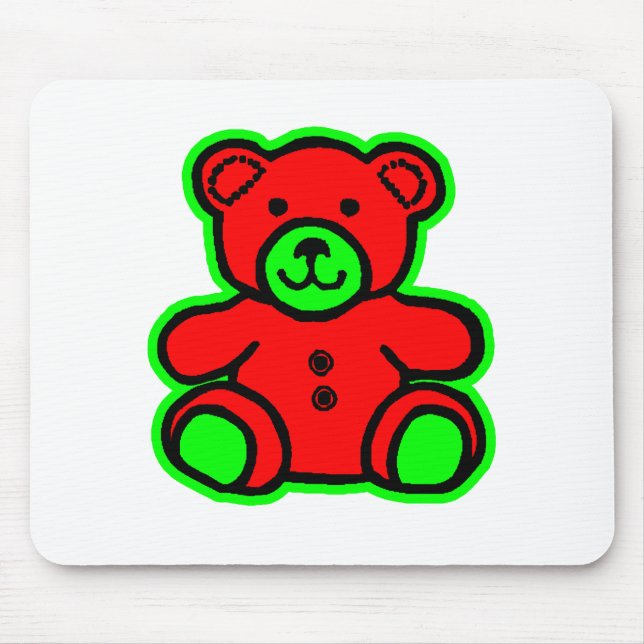 Teddy Bear Green Red The MUSEUM Zazzle Geschenke Mousepad (Vorne)