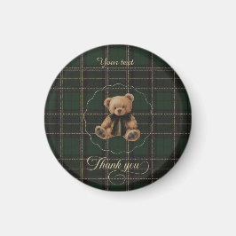 Teddy Bear Green Tartan Magnet