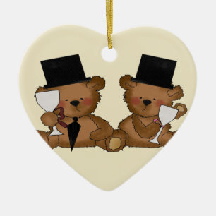 Teddy Bear Grooms Wedding Keramikornament