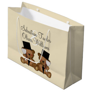 Teddy Bear Grooms Wedding Personalisiert (V2) Große Geschenktüte