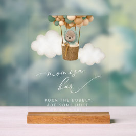 Teddy Bear, Grüne Balloons, Babydusche Momosa Bar Acrylschild