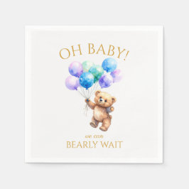 Teddy Bear hält Ballons auf Serviette