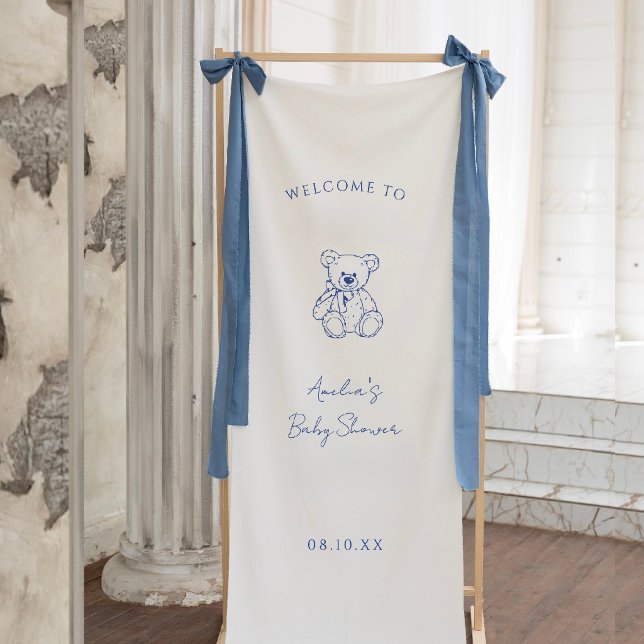 Teddy Bear hand drawn Boy baby shower Banner (Von Creator hochgeladen)