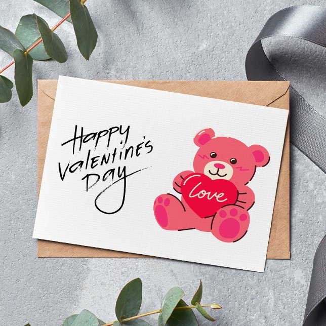 Teddy Bear Happy Valentine's Day Card Dankeskarte (Teddy Bear Happy Valentine's Day Card)