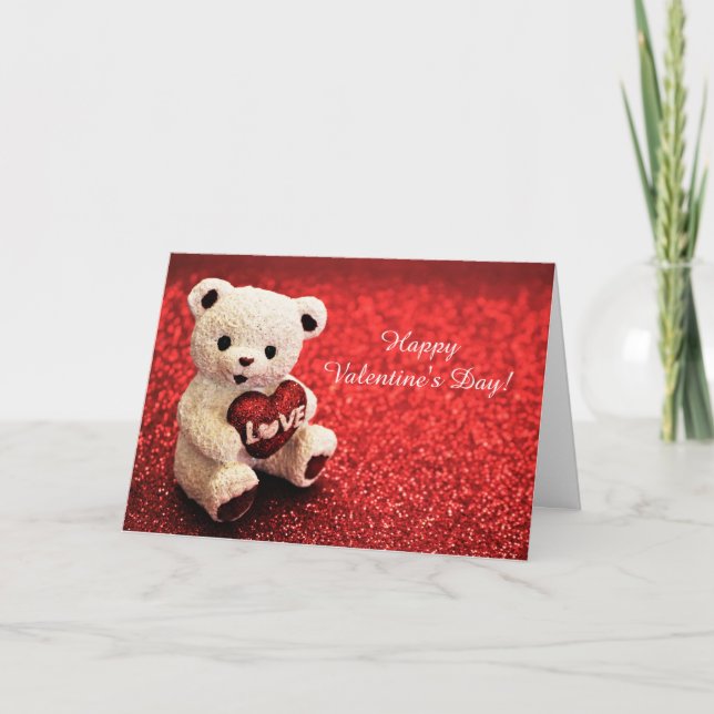 Teddy Bear Happy Valentine's Day Card Karte (Vorderseite)