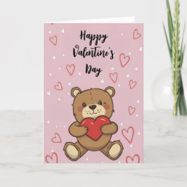 Teddy Bear Happy Valentine's Day Holiday Card Feiertagskarte