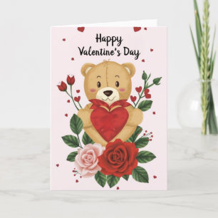 Teddy Bear Happy Valentine's Day Holiday Card Feiertagskarte