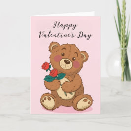 Teddy Bear Happy Valentine's Day Holiday Card Feiertagskarte