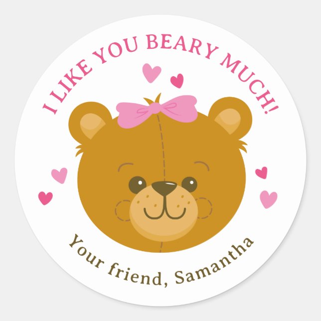 Teddy Bear Happy Valentine's Day Sticker for Girls (Vorderseite)