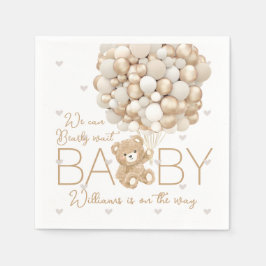Teddy Bear Heart & Balloon Baby Show Serviette
