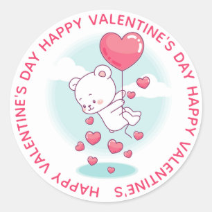 Teddy Bear Heart Balloons Personalisiert Valentine Runder Aufkleber