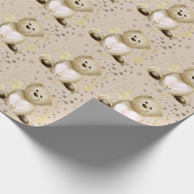 Teddy Bear & Heart Geschenkpapier (Ecke)