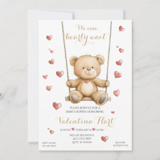 Teddy Bear Hearts Baby Shower Invitation Einladung