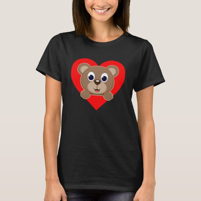 Teddy Bear Herz Niedlich Valentine s Day Girls G T-Shirt (Vorderseite)