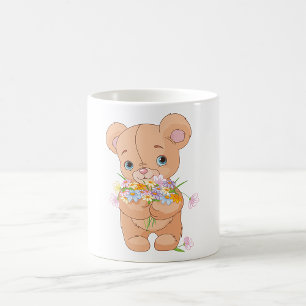 Teddy Bear Holding a Bouquet Tasse